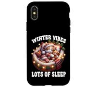 Cute Sleeping Cat For Christmas Lover Cozy Winter Kitten Mom Carcasa para iPhone X/XS