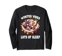 Cute Sleeping Cat For Christmas Lover Cozy Winter Kitten Mom Manga Larga