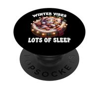 Cute Sleeping Cat For Christmas Lover Cozy Winter Kitten Mom PopSockets PopGrip Adhesivo