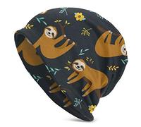 Cute Sloth Character Hanging On The Tree Beanie Hat para Hombres y Mujeres Winter Warm Hats Black