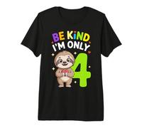 Cute Sloth I'm Only 4 Funny Fourth Birthday Camiseta Premium