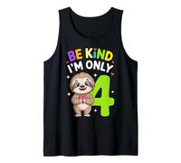Cute Sloth I'm Only 4 Funny Fourth Birthday Camiseta sin Mangas