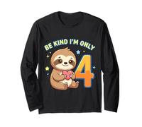 Cute Sloth I'm Only 4 Funny Fourth Birthday Manga Larga