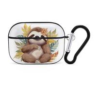 Cute Sloth Leaves - Funda protectora para AirPods Pro 2, a prueba de golpes, carcasa dura para mujeres y hombres, compatible con Airpod Pro Case 2ª/1ª generación con llavero, color negro