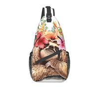 Cute Sloth Leaves Jewel Dragonfly Crossbody Mochila Sling Bag Hombres Mujeres Senderismo Chest Pack Mochila