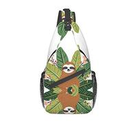 Cute Sloth & Leaves Library Bookshelf Crossbody Bag, Sling Chest Cross Body Bag para Hombres y Mujeres, Utilizado para el Ocio y los Viajes