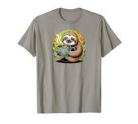 Cute Sloth Morning Coffee Tree Branch Lazy Relax Camiseta