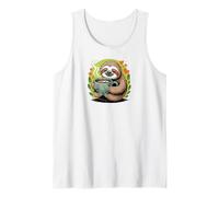 Cute Sloth Morning Coffee Tree Branch Lazy Relax Camiseta sin Mangas
