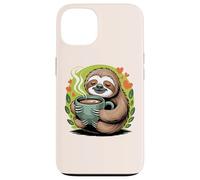 Cute Sloth Morning Coffee Tree Branch Lazy Relax Carcasa para iPhone 13