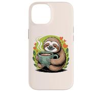 Cute Sloth Morning Coffee Tree Branch Lazy Relax Carcasa para iPhone 14