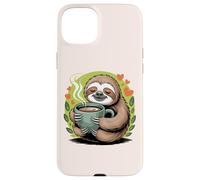 Cute Sloth Morning Coffee Tree Branch Lazy Relax Carcasa para iPhone 15 Plus