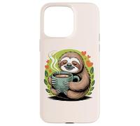 Cute Sloth Morning Coffee Tree Branch Lazy Relax Carcasa para iPhone 15 Pro MAX