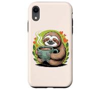 Cute Sloth Morning Coffee Tree Branch Lazy Relax Carcasa para iPhone XR