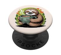 Cute Sloth Morning Coffee Tree Branch Lazy Relax PopSockets PopGrip Adhesivo