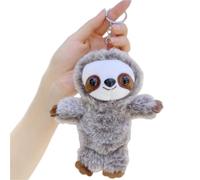 Cute Sloth Plush Keychain,Mini Animal Doll Backpack Accessory with Clip,Soft Plush Hanging Animal Key Pendant for Backpacks,Luggage,Travel Companion,Birthday and New Year Gift (Dark Brown)