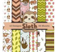 Cute Sloth Scrapbook Paper Craft Pad: 12 Adorable Sloth Designs, 36 Double-Side Sheets 8.5"x8.5" Size Scrapbooking Paper. Great For Card Making, Junk ... Gift Wrapping, Cardstock, DIY Project & More!