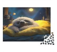 Cute Sloth Sleeping-Fantasy Bedtime Illustration 1000Pc for The Whole Family A Cute Sloth on Yellow Blanket for Women, Gifts for Men & Adults 70x50cm/1000pcs