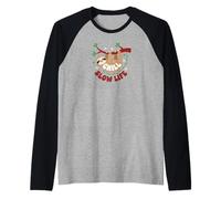 Cute Sloth Sleeping on a Tree Branch Lazy Relax Camiseta Manga Raglan