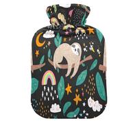 Cute Sloths - Bolsa de agua caliente colgante con funda de forro polar suave, bolsa de agua caliente para aliviar el dolor de cuello y hombros, terapias frías y calientes, talla L