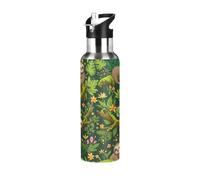 Cute Sloths - Botella de agua de acero inoxidable aislada al vacío de 32 onzas, botella de agua deportiva sin BPA con popote a prueba de fugas