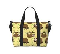 Cute Sloths On Yellow Lemons - Bolsa de gimnasio grande de 16 pulgadas, ligera, para viajes, deportes, bolsa de hospital para mamá, Black, Talla única