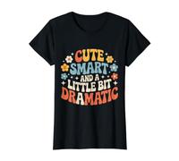 Cute Smart and A Little bit Dramatic Sassy Bold Mode - Camiseta gráfica económica, Mujer, Negro, XL