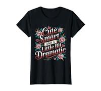 Cute Smart and A Little bit Dramatic Sassy Bold Mode - Camiseta gráfica económica, Mujer, Negro, XS