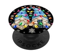Cute Snowflake Pattern and Christmas GNOME Christmas Lights PopSockets PopGrip Adhesivo