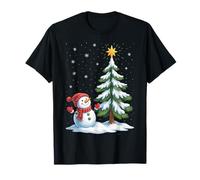 Cute Snowman Christmas Tree Winter Holiday Art Camiseta