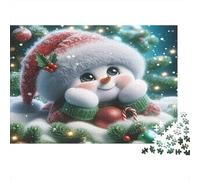 Cute Snowman Holiday 100% Recycled Cardboard Christmas Snowman 1000 Piece Jigsaw Puzzles Adults and Children Beautiful Decoration 52x38cm/1000pcs