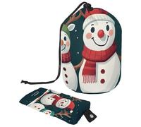 Cute Snowmen Have Fun in Winter Holidays 2_13 - Bolsa de cosméticos con cordón, organizador multifuncional para maquillaje y artículos de tocador, Multicolor 05,