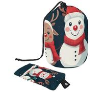 Cute Snowmen Have Fun in Winter Holidays 2_13 - Bolsa de cosméticos con cordón, organizador multifuncional para maquillaje y artículos de tocador, Multicolor 03,