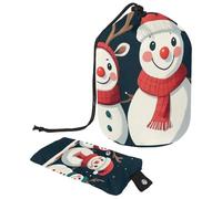 Cute Snowmen Have Fun in Winter Holidays 2_13 - Bolsa de cosméticos con cordón, organizador multifuncional para maquillaje y artículos de tocador, Multicolor 10,
