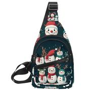 Cute Snowmen Have Fun in Winter Holidays 2_16 Crossbody Sling Backpack Sling Bag Travel Hiking Chest Bag Daypack, Multicolor 05, 11.8x7x1.5in/30x18x4cm