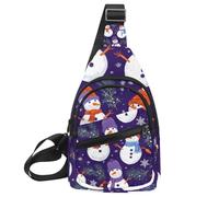 Cute Snowmen Have Fun in Winter Holidays 2_16 Crossbody Sling Backpack Sling Bag Travel Hiking Chest Bag Daypack, Multicolor 02, 11.8x7x1.5in/30x18x4cm