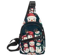 Cute Snowmen Have Fun in Winter Holidays 2_16 Crossbody Sling Backpack Sling Bag Travel Hiking Chest Bag Daypack, Multicolor 15, 11.8x7x1.5in/30x18x4cm