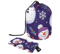 Cute Snowmen Have Fun in Winter Holidays 2_8 - Bolsa de cosméticos con mini bolsa con cremallera, bolsa de aseo de viaje para mujer, organizador de maquillaje con cordón, bolsa portátil impermeable,
