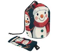 Cute Snowmen Have Fun in Winter Holidays 2_8 - Bolsa de cosméticos con mini bolsa con cremallera, bolsa de aseo de viaje para mujer, organizador de maquillaje con cordón, bolsa portátil impermeable,