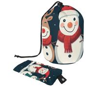 Cute Snowmen Have Fun in Winter Holidays 2_8 - Bolsa de cosméticos con mini bolsa con cremallera, bolsa de aseo de viaje para mujer, organizador de maquillaje con cordón, bolsa portátil impermeable,
