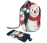 Cute Snowmen Have Fun in Winter Holidays 2_8 - Bolsa de cosméticos con mini bolsa con cremallera, bolsa de aseo de viaje para mujer, organizador de maquillaje con cordón, bolsa portátil impermeable,