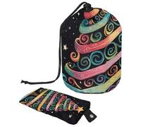 Cute Snowmen Have Fun in Winter Holidays 2_8 - Bolsa de cosméticos con mini bolsa con cremallera, bolsa de aseo de viaje para mujer, organizador de maquillaje con cordón, bolsa portátil impermeable,