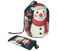 Cute Snowmen Have Fun in Winter Holidays 2_8 - Bolsa de cosméticos con mini bolsa con cremallera, bolsa de aseo de viaje para mujer, organizador de maquillaje con cordón, bolsa portátil impermeable,