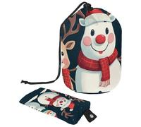 Cute Snowmen Have Fun in Winter Holidays 2_8 - Bolsa de cosméticos con mini bolsa con cremallera, bolsa de aseo de viaje para mujer, organizador de maquillaje con cordón, bolsa portátil impermeable,