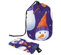 Cute Snowmen Have Fun in Winter Holidays 2_8 - Bolsa de cosméticos con mini bolsa con cremallera, bolsa de aseo de viaje para mujer, organizador de maquillaje con cordón, bolsa portátil impermeable,