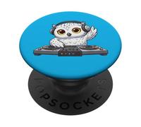 Cute Snowy Owl DJ Electrónica Música de Baile PopSockets PopGrip Adhesivo