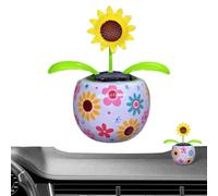 Cute Solar Flowers - Shaking Head Flower Ornament in Colorful Pot, Solar Powered Dancing Figure for Car Dashboard, Office Desk, Window, or Home Decoration Fun Gift for Kids and Adults