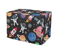 Cute Space Adventure - Cubierta transpirable para jaula de perro, paneles laterales enrollables, cubierta para jaula de mascotas con aberturas, talla XL