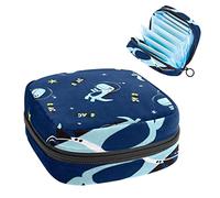 Cute Space Cartoon Dinosaur Blue Period Pouch portátil, bolsa de almacenamiento de tampón para servilletas sanitarias, Varios colores, 4.7x6.6x6.6 in/12x17x17 cm