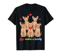 Cute Sphynx Cat Together Love Hace Una Reunión Familiar Camiseta