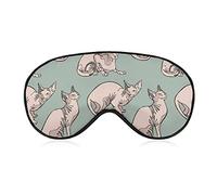 Cute Sphynx Cats Sleep Mask Night Cover Eye para mujeres y hombres BlockLight para avión, viaje, siesta, correa ajustable